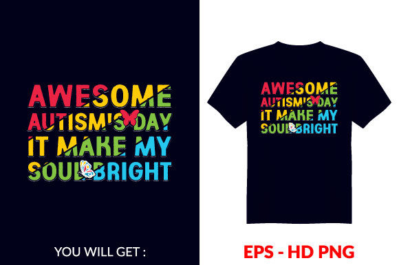 Awesome Autism Day T-shirt Design V3 Graphics Freebies